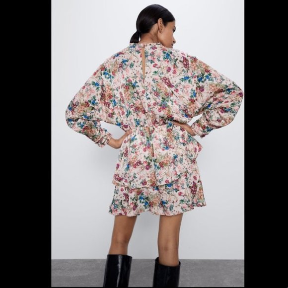 Zara full sleeve floral print dress - Picture 5 of 6